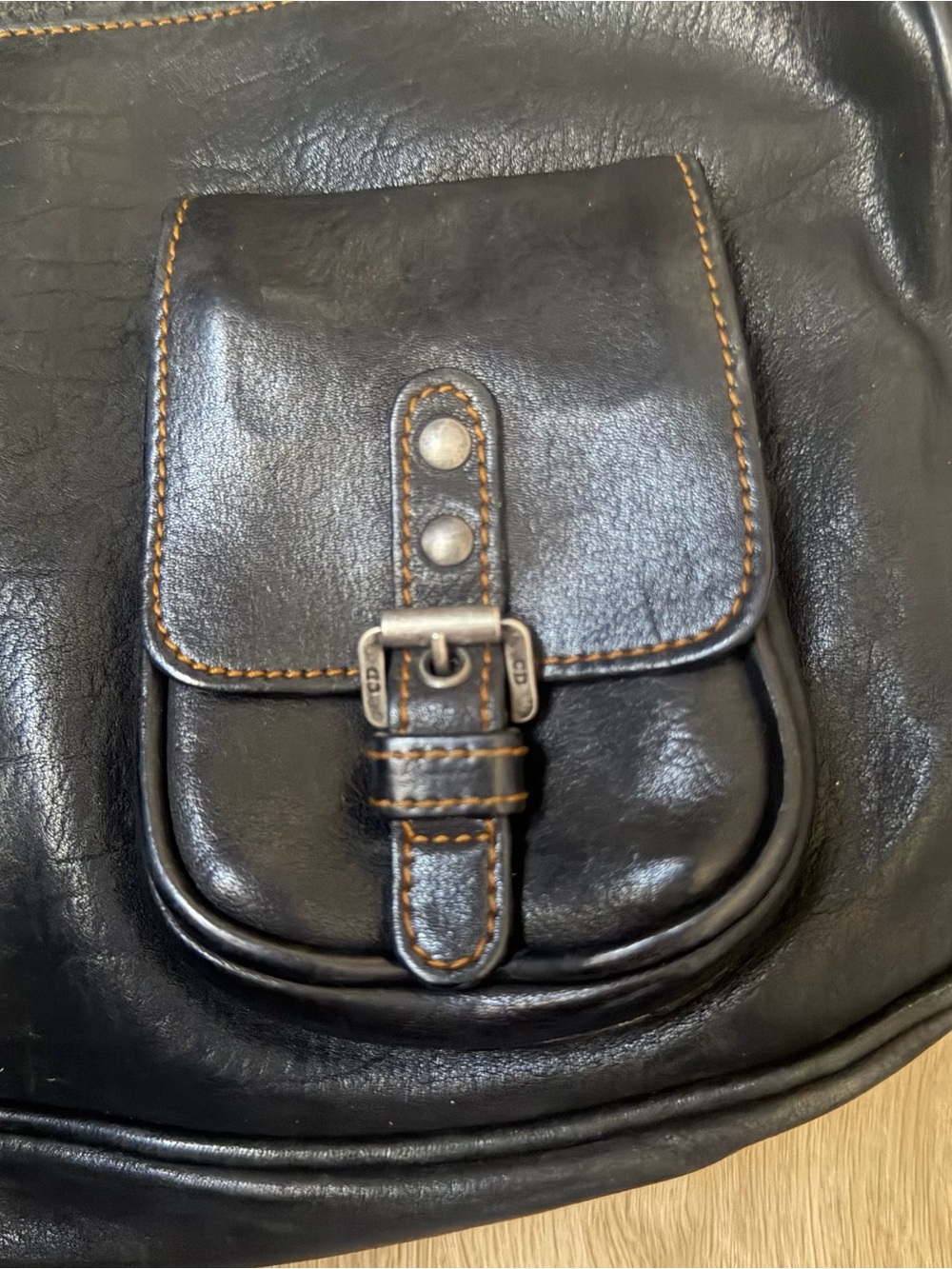 Vintage Christian Dior Black Gaucho Double Saddle Bag wi/ Silver Buckles + Coin - Picture 13 of 16